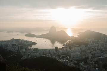 Marvelous City, Rio de Janeiro. Morning in Rio de Janeiro with a view of Sugarloaf Mountain, the beach and buildings.