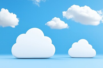 Fototapeta premium Blue sky with fluffy white clouds on a sunny day