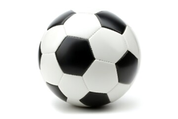 A classic black and white soccer ball on a white background