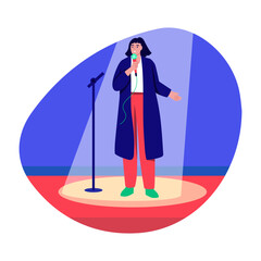 A flat style illustration of a leader speech