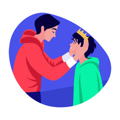 A character honouring his friend, flat style illustration