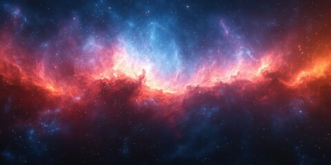 Vibrant cosmic nebula in deep space with colorful gas clouds and shining stars