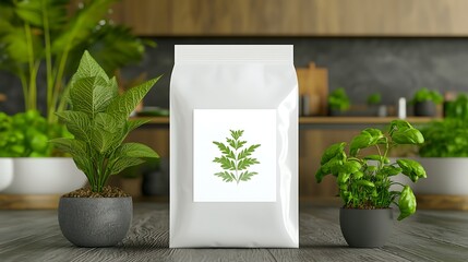 Herb Seeds Packaging with Kitchen Plants.