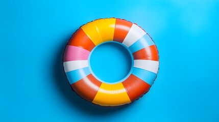 Obraz premium Joyful Summer Fun with Playful Float Tube Swimming in Refreshing Pool Ring