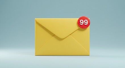 Incoming messages alert concept with yellow envelope and notification badge