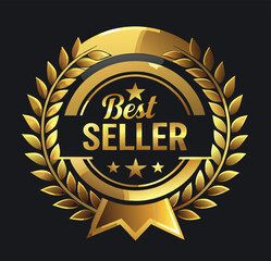Luxury Golden Badge Design – Best Seller Seal with 3D Embossed Effect & Premium Finish