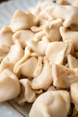 traditional home turkish manti in close-up	