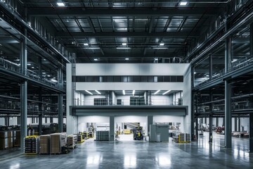 A stylish modern factory characterized by its sustainable features.