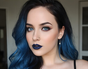 Fototapeta premium gothic blue haired woman