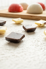 Local Japanese dessert mochi rice pudding ice cream in close-up