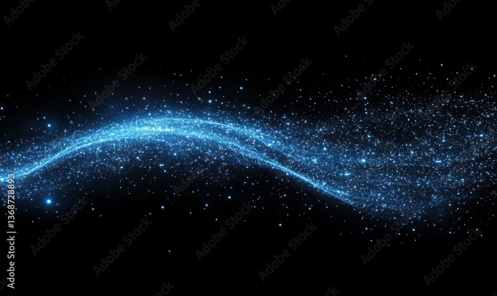 Poster a dynamic abstract wave of blue light depicting energy and motion in a digital form.