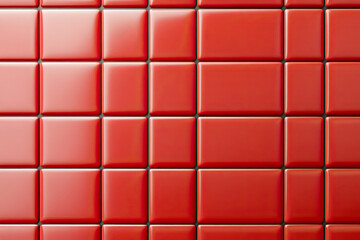 Fototapeta premium A vibrant wall of glossy red tiles, a bold statement of modern design and architectural detail.