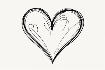 A heartfelt, sketched heart conveying love and affection with delicate, black ink lines on a white background.