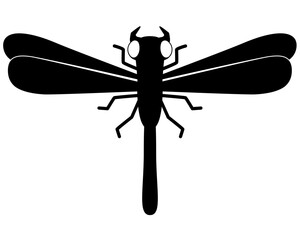 Dragonfly predatory insect - vector silhouette picture for logo or pictogram. Dragonfly for sign or icon, animal for identity	