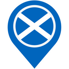 Discover the vibrant heart of Scotland, a land of captivating history and breathtaking landscapes, symbolized by its iconic Saltire flag displayed on a simple map marker.