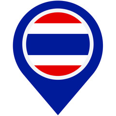 Fototapeta premium Discovering Thailand's vibrant culture through a simple map marker design featuring its iconic flag colors in a bold, rounded style.