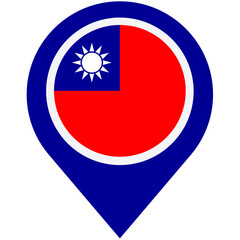 Obraz premium A vibrant map marker proudly displaying the Taiwanese flag, symbolizing national pride and geographical location with a bold blue color scheme and crisp, clean lines.