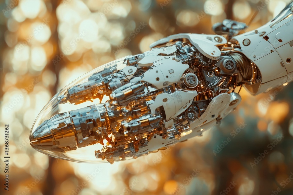 Aufkleber detailed futuristic drone with complex mechanical components and a transparent nose cone against a b