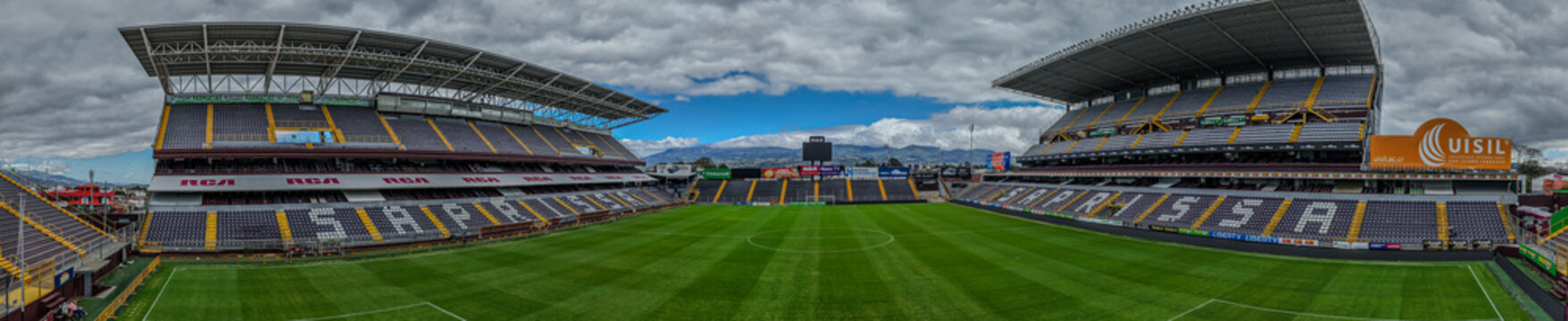 Beautiful aerial view of an empty Saprissa Stadium in Costa Rica