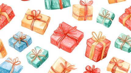 Elegant Seamless Line Pattern with Christmas and New Year Elements