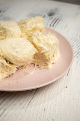 Turkish Sweet turkey Cuisine. Pismaniye White Halva Close-Up