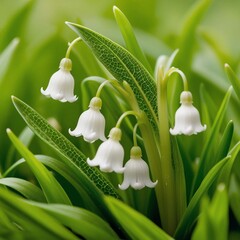 Lilies of the valley in the grass