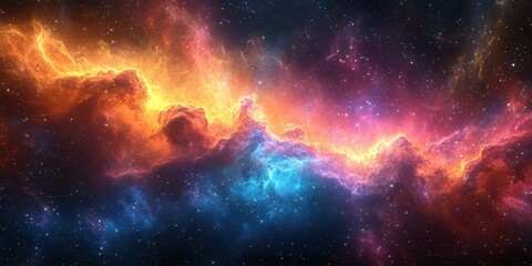 Fototapeta premium Cosmic clouds illuminate the universe with vibrant colors in deep space exploration