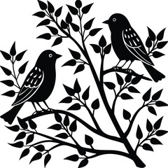 Birds silhouette vector collection white background.