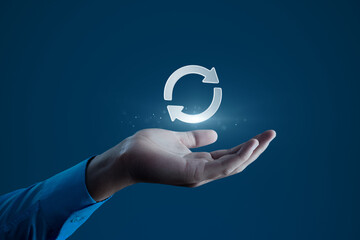 Hand Holding Update Icon: Symbol of Software Upgrade and Progress