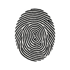 Detailed black fingerprint icon representing identity and security isolated on white background