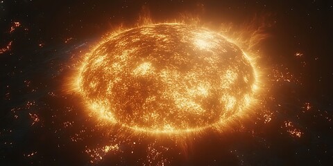 Obraz premium Fiery Sun in Space.