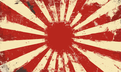 Vintage japanese rising sun flag grunge design vector