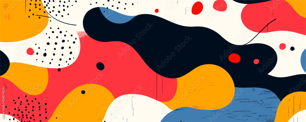 Aufkleber abstract colorful organic shapes pattern with bold colors and textures - vector