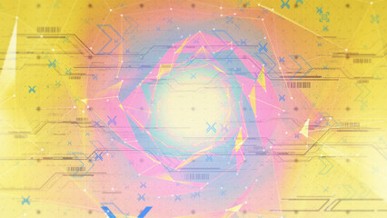 Obraz premium ネットワークトポロジーによるトンネルのサイバー空間 - ポップカラー