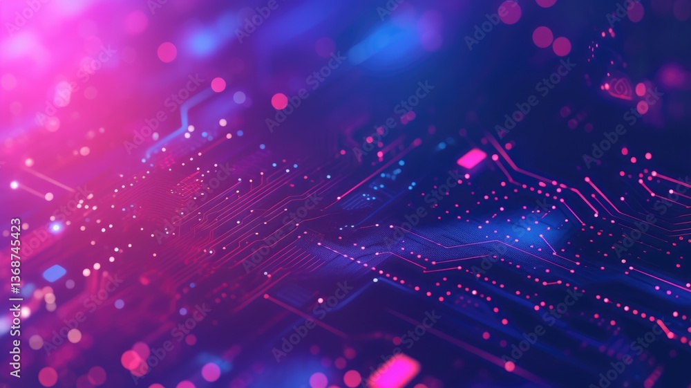 Poster this vibrant abstract technology background features dynamic colors and circuit patterns, ideal for 