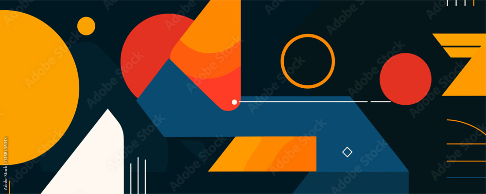 Poster abstract geometric shapes with bold colors in modern art composition - vector