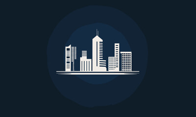Fototapeta premium Modern city skyline silhouette on dark background vector