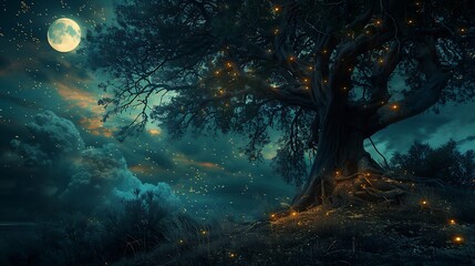 Obraz premium Serene Landscapes of Trees: Reflections, Seasons, and Scenic Beauty Captured in Nature's Artistry