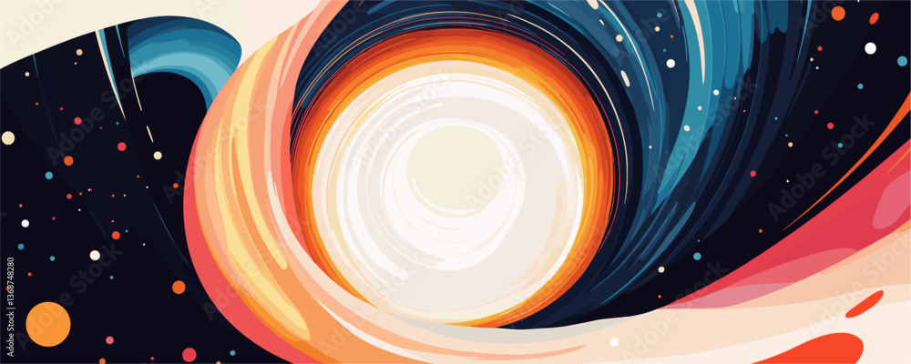 Aufkleber abstract cosmic swirl with vivid colors and dynamic shapes vector