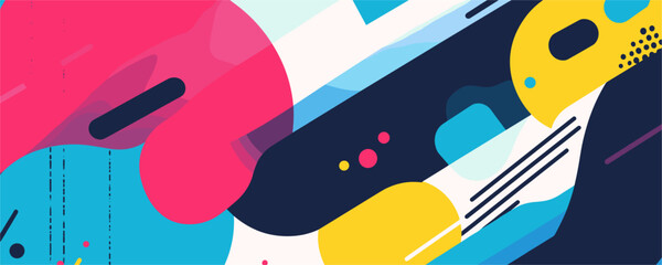 Colorful abstract geometric shapes on dark background - vector