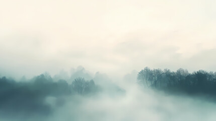Obraz premium Soft focus misty landscape with dreamy haze effect, haze, mist, ethereal. Surreal Haze. Illustration