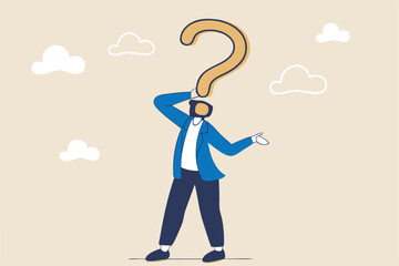 Anonymous businessman person, candidate or mention employee, who is this man, uncertainty, important person or unknown concept, anonymous businessman with question mark head unknown person.