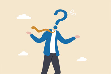 Anonymous businessman person, candidate or mention employee, who is this man, uncertainty, important person or unknown concept, anonymous businessman with question mark head unknown person.