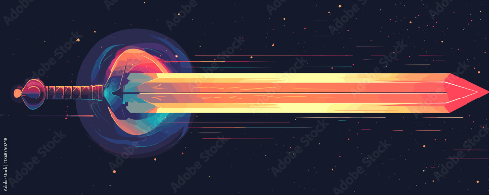 Aufkleber futuristic laser sword with glowing blade in space background vector