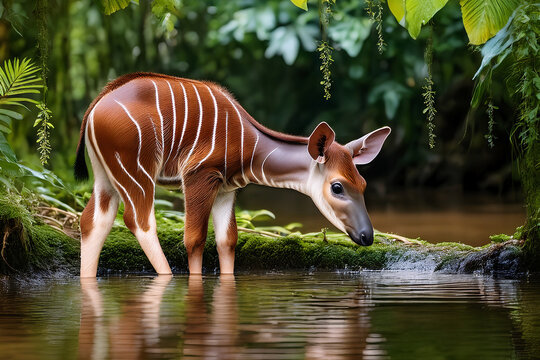 Cr&iacute;a de Okapi entre Lianas Congole&ntilde;as