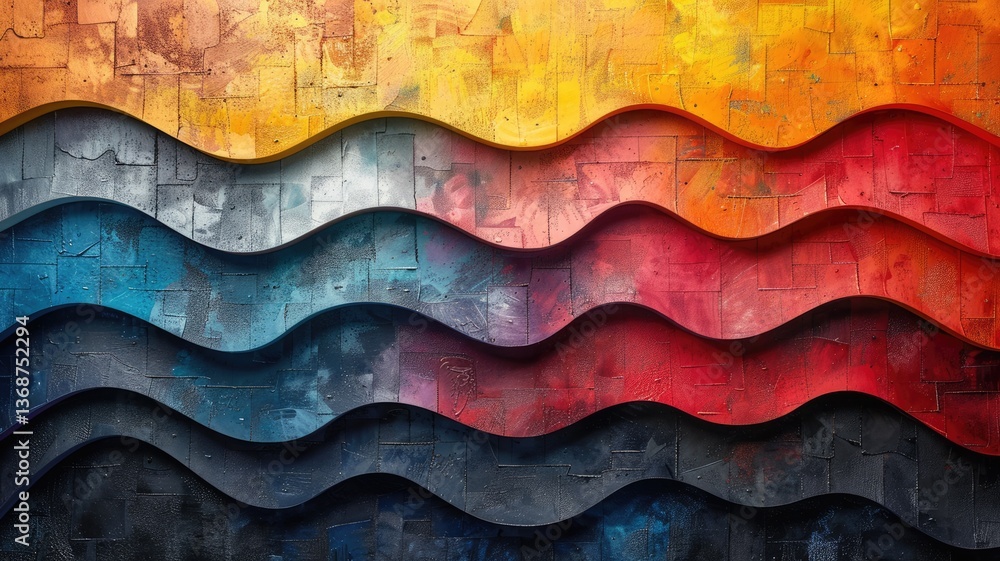 Poster vibrant abstract background featuring a colorful wavy pattern. ideal for creative projects, this art