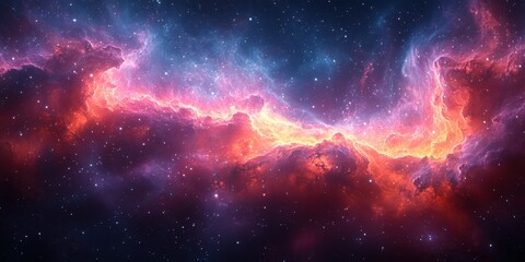 Fototapeta premium Vibrant cosmic nebula illuminated by intense colors in deep space during a stellar formation event