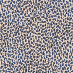 Seamless pattern with stylized animalistic leopard skin ornament. Endless texture on beige background. Print for womenswear, interiors, home textile, stationary, swimwear, sportwear