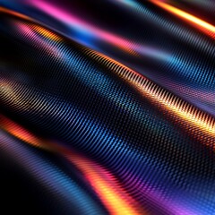 Obraz premium Tech-inspired glossy rainbow fiber waves high resolution wallpaper