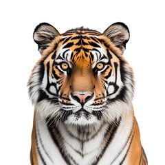 Fototapeta premium Realistic Image of a Striking Tiger Staring Forward, Bright Transparent Background